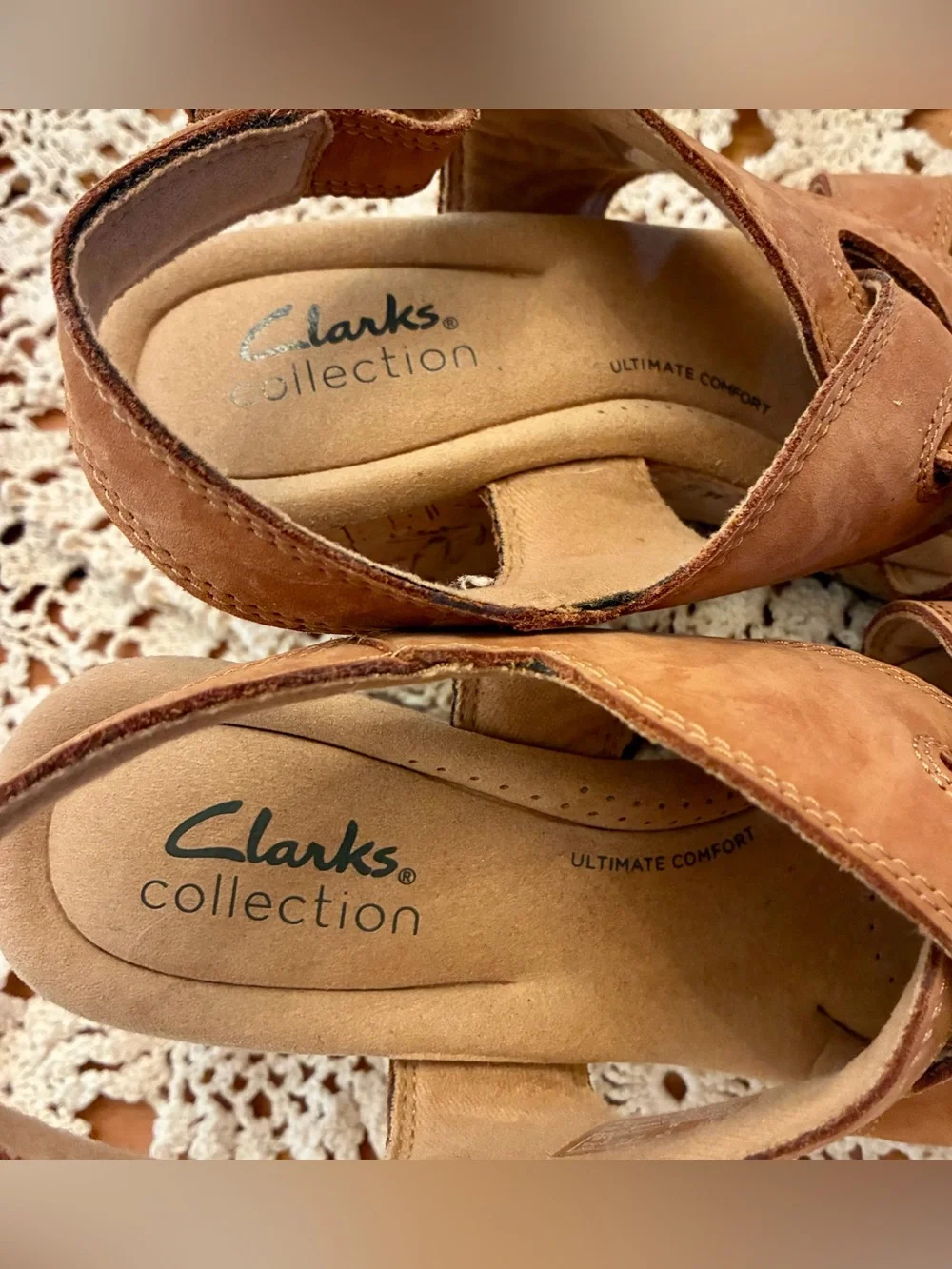 Clarks Giselle Tan Leather Cork Wedge Sandal